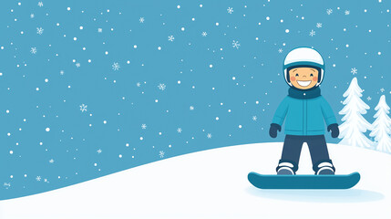 winter scene of kids playing outside in the snow. 