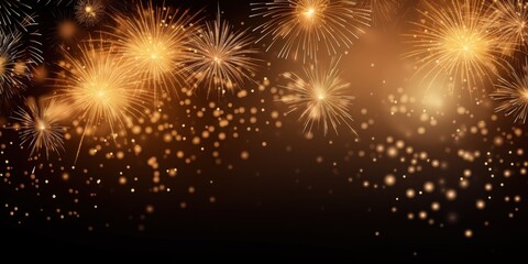 Fototapeta premium Golden Fireworks Display on Dark Background
