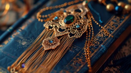 Elegant golden bookmark featuring intricate filigree design and artistic details for book lovers