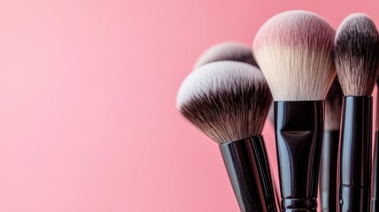 Set of brushes for powder,Powder brush,Cosmetic brush,Cheek blush Cosmetic product,Powder brush over white background,Perfect look and beauty.