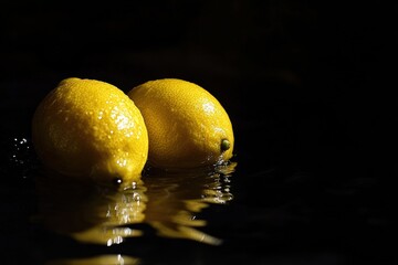 Lemon Black Water. Fresh and Healthy Fruit and Vegetable Drink on White Background