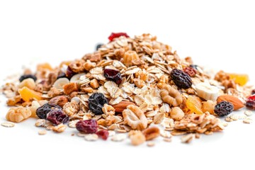 A mix of granola nuts and dried fruit
