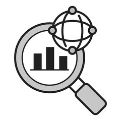 Global Data Network Icon. Analysis and Global Connectivity Symbol – Vector Illustration for Digital and Data Analysis Concepts