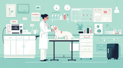 Veterinarian Caring for Dog in Clinic Setting