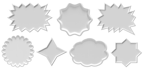 set of speech bubble frame banner label 3d render
