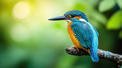 Kingfisher bird. Common Kingfisher bird perching on a branch