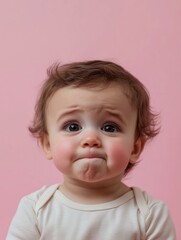 Naklejka premium Adorable Baby with Puzzled Expression