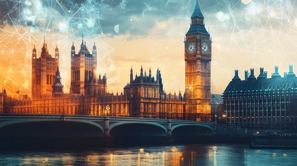 Naklejka premium Abstract technology background in London for global business concept.