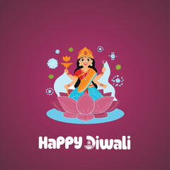 Happy Diwali celebration background. front view of banner design decorated with illuminated oil lamps on patterned red background. vector illustration