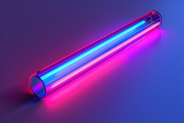 Pink and blue neon tubes shining bright against a dark blue background