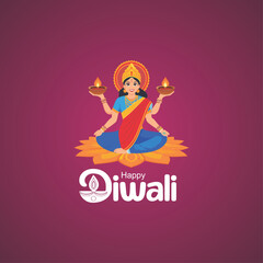 Happy Diwali celebration background. front view of banner design decorated with illuminated oil lamps on patterned red background. vector illustration