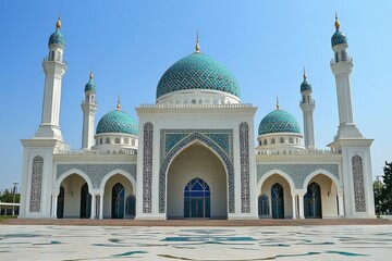 Fototapeta premium Beautiful mosque as a place of worship for Muslims created with Generative AI