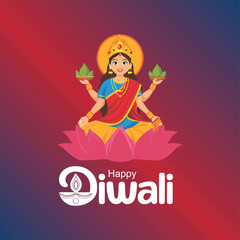 Happy Diwali celebration background. front view of banner design decorated with illuminated oil lamps on patterned red background. vector illustration