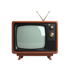Vintage Retro Television Set with Antennae and Wooden Frame