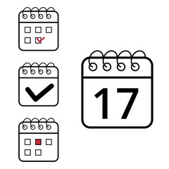 Nomes originais: Simple calendar icons of different models and formats for websites and graphic resources. Flat calendar icon with specific day marked, day 17.