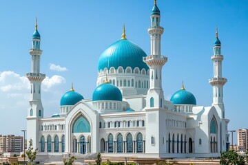 Beautiful mosque as a place of worship for Muslims created with Generative AI