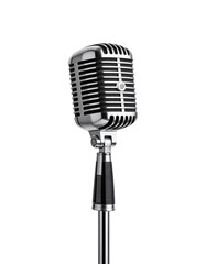 Fototapeta premium Vintage-Style Microphone with a Polished Chrome Finish.