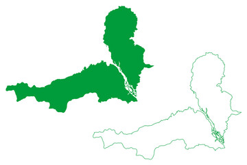 Novo Airao municipality (Amazonas state, Municipalities of Brazil, Federative Republic of Brazil) map vector illustration, scribble sketch New Airao map