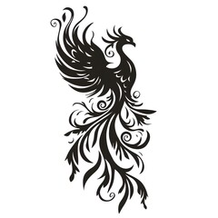 Fototapeta premium Abstract Phoenix Tattoo Symbolizing Rebirth and Transformation on White Background