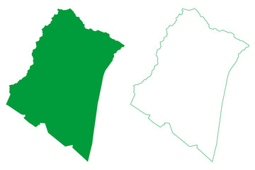 Olindina municipality (Bahia state, Municipalities of Brazil, Federative Republic of Brazil) map vector illustration, scribble sketch Olindina map