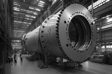 Naklejka premium Large industrial machine in a factory setting.
