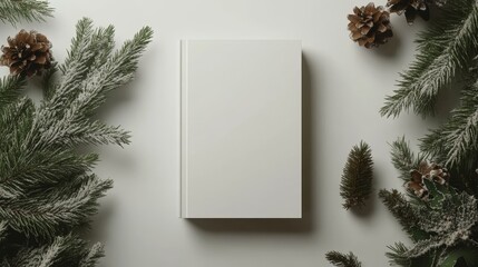 Elegant blank white paperback mockup for christmas season book launch and decoration ideas