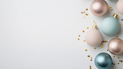 Christmas Ornaments on White Background: Festive Decor for the Holidays