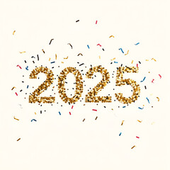 Obraz premium 2025 new year confetti in minimal style with empty background