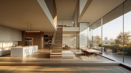 Modern open-concept interior with natural light.