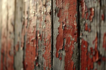 A close-up view of a wooden wall with peeling paint, great for architectural or design-focused images