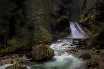 A fantastic waterfall in a forest
