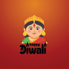 Happy Diwali celebration background. front view of banner design decorated with illuminated oil lamps on patterned red background. vector illustration