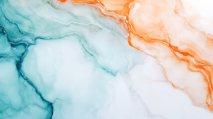 Naklejka premium An abstract blend of teal and orange hues. Fluid patterns create a mesmerizing visual effect, ideal for backgrounds or artistic projects.