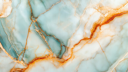 Elegant and vibrant turquoise marble texture with delicate orange veins, perfect for backgrounds, design elements, and artistic projects.