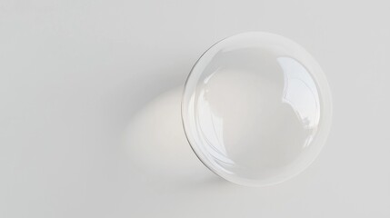 A large transparent shining glass sphere soap bubble on a white background, rendered in 3d