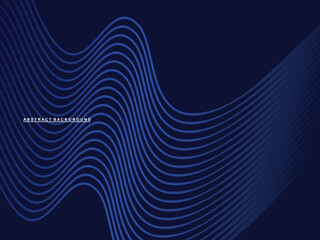 Abstract blue glowing wave lines on dark blue background. Modern shiny gradient blue futuristic pattern. Futuristic technology concept, suitable for covers, posters, banners, brochures, websites, etc.