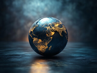 Illustration of a Globe Highlighting a Specific Continent for Geography and Design Projects on a dark background