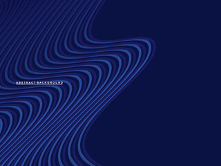 Abstract blue glowing wave lines on dark blue background. Modern shiny gradient blue futuristic pattern. Futuristic technology concept, suitable for covers, posters, banners, brochures, websites, etc.