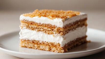 Delicious Russian Honey Cake Slice on a Plate