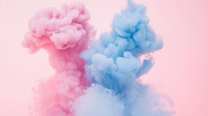 Obraz premium Abstract beauty background with pink and light blue clouds paint Light blue and pink clouds smoke on pink and light blue background. Fashionable, modern background in pastel colors
