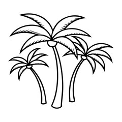 Obraz premium Palm tree silhouettes oultline illustration vector white banckgrond images