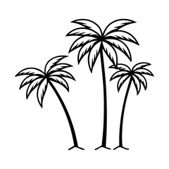 Obraz premium Palm tree silhouettes oultline illustration vector white banckgrond images