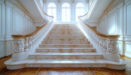 Grand Marble Staircase in a Luxurious Interior