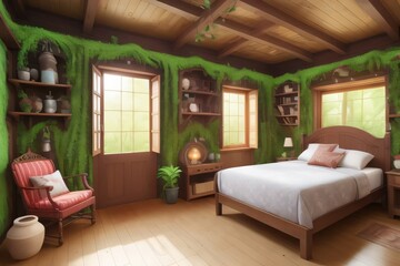 Minimalist hotel room with clean lines and natural light