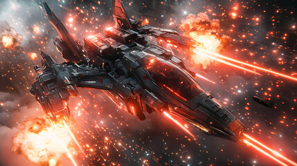 Epic Mecha Anime Warrior in Advanced Armor – Explosive Futuristic Battle with Laser Beams and Energy Blades