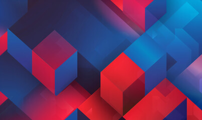Obraz premium Abstract geometric background with a red and blue gradient cube pattern, vector illustration design for a banner, wallpaper