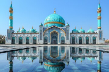 Naklejka premium Beautiful mosque as a place of worship for Muslims created with Generative AI