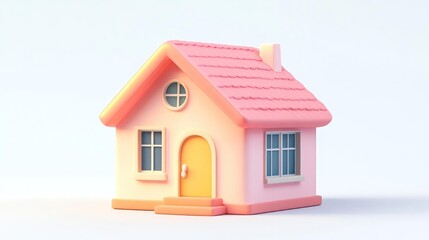 A cute and whimsical miniature pink cottage model.