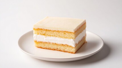Classic Russian Cake Slice on White Plate