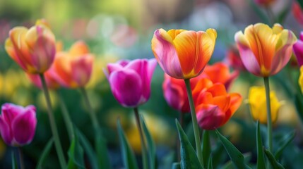 Obraz premium Vibrant Tulips Blooming in Spring